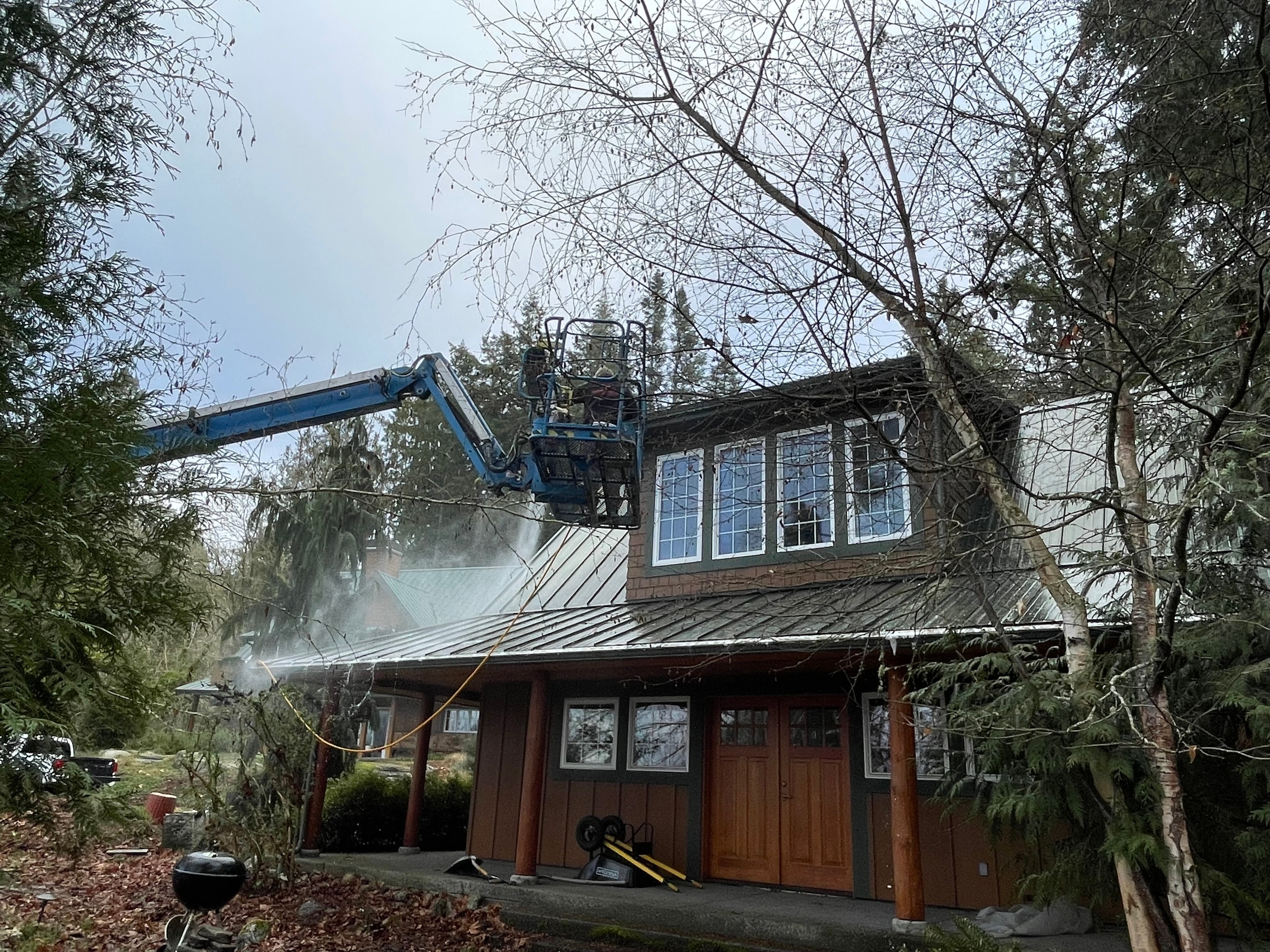 Storefront building facade cleaning
